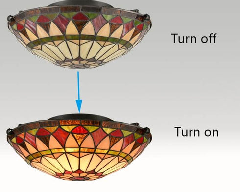 Vintage Tiffany Style Mission Semi Flush Ceiling Light